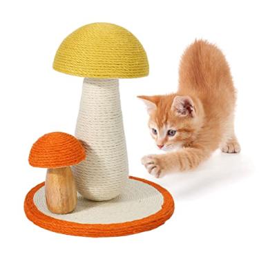 Imagem de Poste de arranhar para gatos, arranhador interativo para gatos com base resistente e coberta de sisal, arranhador de garra de gato para gatinhos e gatos pequenos