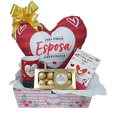 Imagem de Presente De Namorada e Esposa Dias dos Namorados Kit de Presente Com Almofada Caneca Cartão e Chocolate Ferrero Rocher T8 com 8 Bombons Presente Para Esposa Ou Super Namorada (Kit-Esposa)