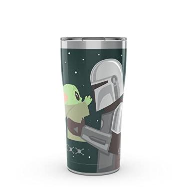 Imagem de Tervis Copo térmico Star Wars de parede tripla The Mandalorian Geo Pop Moment mantém as bebidas frias e quentes, 590 ml, aço inoxidável, 1 unidade (pacote com 1)