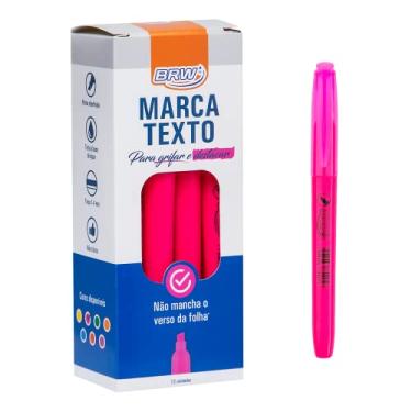 Imagem de Caneta Marca Texto Fluorescente Rosa Caixa com 12 Unidades, BRW