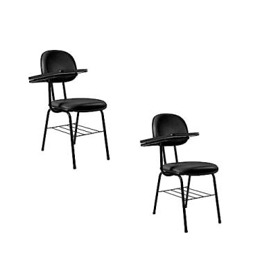 Imagem de Kit 2 Cadeiras com Porta Livros Universitária Ecoflex Preto
