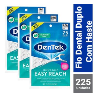 Imagem de Kit Fio Dental Dentek Floss Picks Clean Easy Reach C/ 225 Un Complete Clean