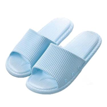 Imagem de Chinelos de banheiro, sandálias de banho unissex à prova de deslizamento, chinelos de banho macios e silenciosos para interior de verão, chinelos de banheiro de espuma,(44-45-blue), Chinelos de b