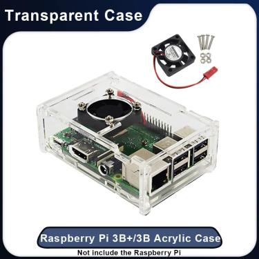 Imagem de Capa Raspberry Pi 3 Model B Plus  Caixa acrílica transparente  Concha de proteção  Compatível com