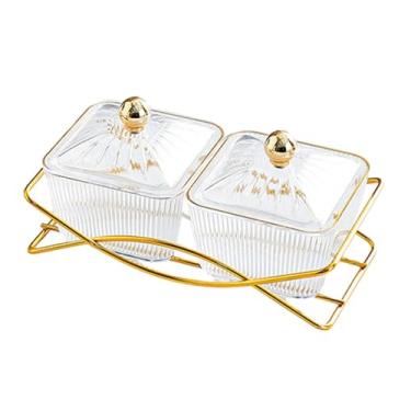 Imagem de Baoblaze Bandeja de servir nozes e doces, bandeja de frutas secas com tampa e alça, prato nórdico de servir para doces, chip, aperitivo, cozinha, Claro