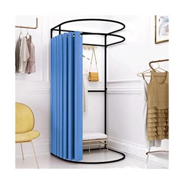 Imagem de Guarda-roupa Vestiário portátil removível, sem centro de ponche Vestiário simples com cortina de porta de trilho Vestiário autônomo armário