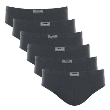 Imagem de Kit 6 Cuecas Slip Algodão Lisa Mash 074.58
