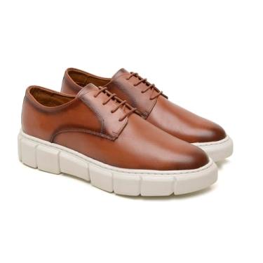 Imagem de Sapato Casual Oxford Masculino Couro Sola Tratorado (Caramelo, BR, Adulto, Numérico, 39)
