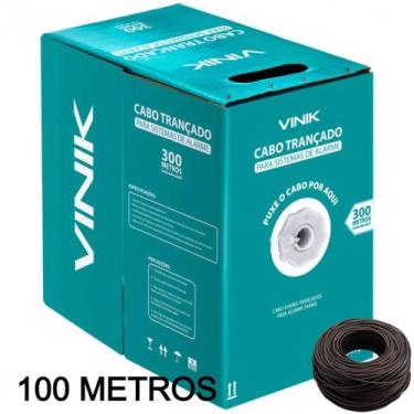 Imagem de 100 Metros Cabo De Rede Cftv Alarme Cat5 4 Pares Preto U/Utp - Vinik