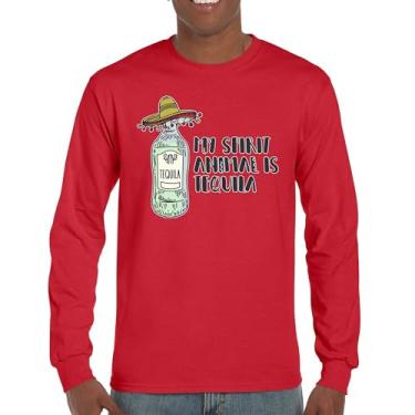 Imagem de Camiseta de manga longa My Spirit Animal is Tequila Cinco de Mayo Party Drinking, Vermelho, M