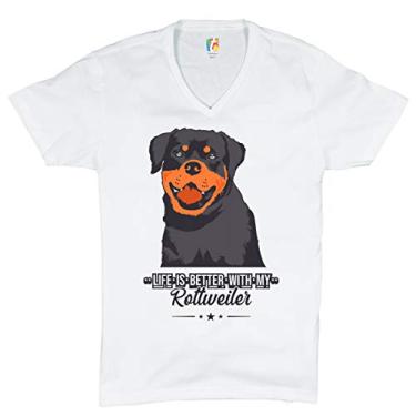 Imagem de Camiseta Life is Better with My Rottweiler gola V Rottie Pet Dog Lover Tee, Branco, M