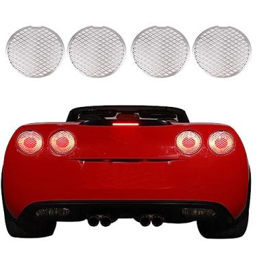 Imagem de Moldura de lâmpada de neblina traseira de carro para Chevrolet Corvette C6 2005-2013 luzes refletores de para-choque traseiro, adesivos de luz HighBrake, capa de luz traseira externa automotiva (capa de luz traseira de aço inoxidável prata - estilos D)