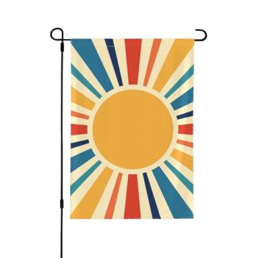 Imagem de Axxitude Bandeira de jardim de sol retrô vertical dupla face 30,5 x 45,7 cm bandeira de jardim pequena de verão para decoração de quintal de férias