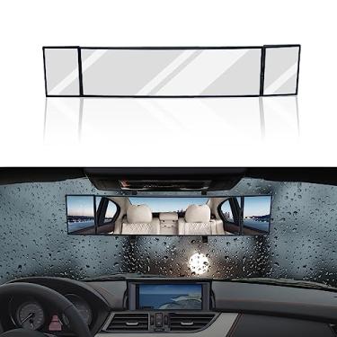 Imagem de Ziciner Espelho retrovisor de carro, espelho retrovisor panorâmico antirreflexo de ângulo amplo de 38 cm, espelho interno com clipe estendido, acessórios interiores de veículos universais para carro, SUV, caminhão (prata nº 2)