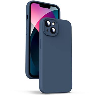 Imagem de Supdeal Capa de silicone líquido para iPhone 13, [proteção da câmera] [antiimpressões digitais] [carregamento sem fio] capa protetora de 4 camadas para celular, capa de microfibra embutida, 6,1 polegadas, azul escuro