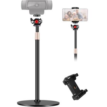 Imagem de Etour Suporte de webcam para mesa, suporte de mesa de altura elevada com ajuste para webcam Logitech C920 C922 BRIO, tripé de mesa giratório de 360° para transmissão ao vivo/chamadas de vídeo com