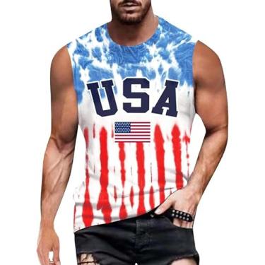 Imagem de Camiseta masculina 4th of July 1776 Muscle Tank Memorial Day Gym sem mangas para treino com bandeira americana, Vermelho - Bandeira dos EUA e Washingtong, 3G