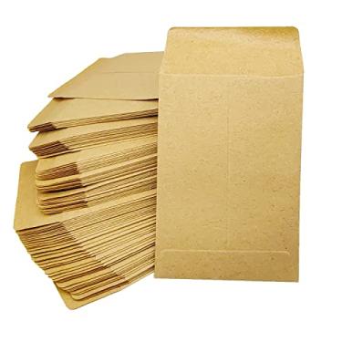 Imagem de 100 envelopes de moedas pequenas Kraft, 6 cm × 8 cm, envelopes autoadesivos de sementes, minipeças, itens pequenos, selos, pacotes de armazenamento, envelope para jardim, escritório ou presente de