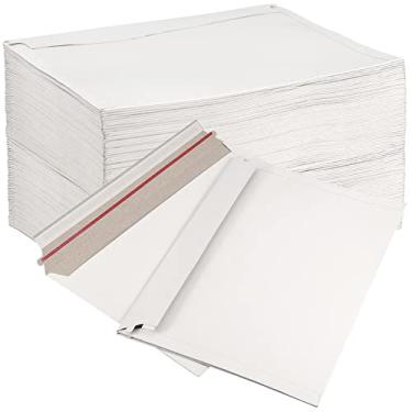 Imagem de SINJEUN Pacote com 100 envelopes planos de 22 x 30 cm, envelopes de papelão brancos autoselados de 250 g/m², envelopes planos para arquivos, fotos, fotos, papéis