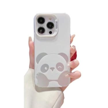 Imagem de HUIYCUU Linda capa de panda holográfica prata 3D com glitter design de estampa animal macia pintada em aquarela silicone à prova de choque para mulheres e meninas (padrão 4, para iPhone 14 Pro Max)