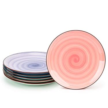 Imagem de KitchenTour Pratos de jantar grandes de cerâmica, prato de servir de porcelana de 25 cm para salada, conjunto de pratos de macarrão, bife de sobremesa, pizza, bife, máquina de lavar louça e