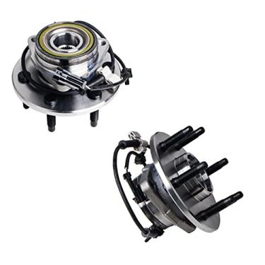 Imagem de KUSATEC 515036 Conjunto de rolamento de roda e cubo dianteiro 2 peças compatível com Chevy Avalanche 1500 Tahoe Express 1500/2500, Cadillac Escalade/ESV/EXT AWD, GMC Savana 1500/2500 AWD, 6 parafusos de pino com ABS