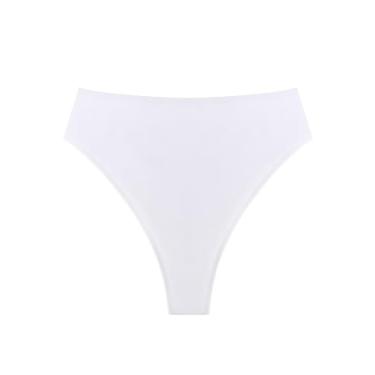 Imagem de Colloyes Calcinha de biquíni feminina de cintura alta com corte alto, Branco, XXG