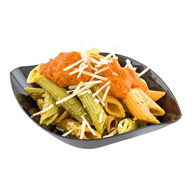 Imagem de Placa para vírgula, placa ondulada de plástico preto – elegante, perfeita para festas e eventos com bufê – Plástico premium – 8,8 cm – Caixa de 100 unidades – Utensílios para restaurantes