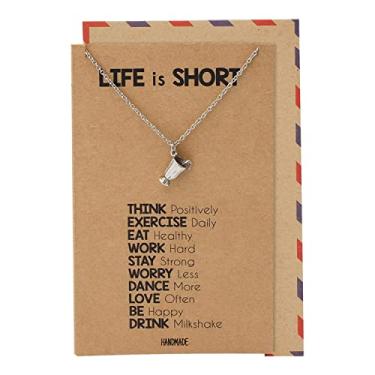 Imagem de quan jewelry Colar Life is Short Drink Milkshake, joia inspiradora cartão de felicitações, Metal, Não aplicável