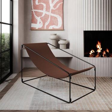 Imagem de Espreguiçadeira Industrial Luxo Arpoador Tecido Suede Marrom