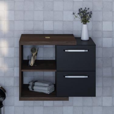 Imagem de Armário Gabinete Nexus 65cm Contemporâneo Nogal/Preto Ônix