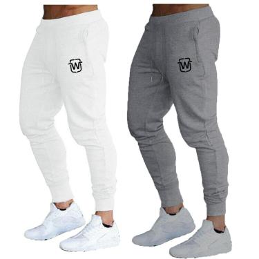 Imagem de KIT COM 02 CALÇAS DE MOLETOM MASCULINA PLUS SIZE SLIM SPORT WOOKS - M10p-BRANCO-PRETO-G4-Masculino