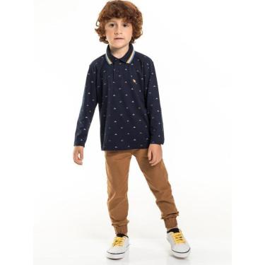 Imagem de Camiseta Pólo Infantil Menino Mangas Longas Azul Marinho Tam 4 a 10- Biogás-Masculino