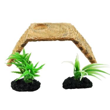Imagem de Enfeite Ornamento para aquário Ponte com planta artificial Vigoar