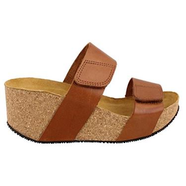 Imagem de Eric Michael Women's Lily Leather Platform Sandal Brown Wedge Platfrom Mule (10, Brown)