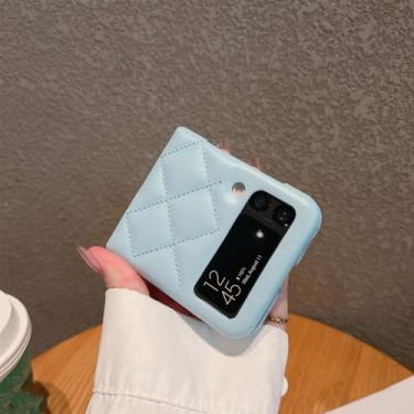 Imagem de Capa de couro para Samsung Galaxy Z Flip 3 4 5 Flip5 Flip4 Flip3 5G Rhombus Treliça Slot para cartão Bolsa Carteira Capa de telefone, Azul celeste, Para Galaxy Z Flip5