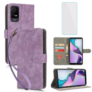 Imagem de IUQXU Capa carteira para TCL ION X/TCL ION V com protetor de tela [bloqueio RFID] Capa de couro com suporte para cartão de celular para TCL IONX IONV T430W T430M - Roxo