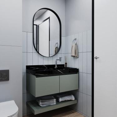 Imagem de Gabinete/toucador para Banheiro 80cm Melissa com Cuba Esculpida em Porcelanato Pistache