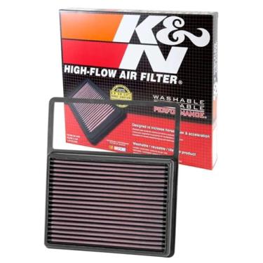 Imagem de K&N Filtro de ar do motor original de alto fluxo vitalício: aumenta a potência e aceleração, lavável, premium, filtro de ar de carro de substituição: compatível com Ford/Lincoln 2013-2019 33-5001