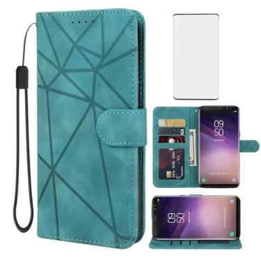 Imagem de Wanyuexes Capa para Galaxy S8, capa carteira para Samsung S8 SM-G950U com protetor de tela de vidro temperado, toque de pele PU, suporte para cartão de crédito, suporte para Samsung Galaxy S8, verde