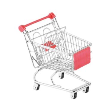 Imagem de Ｂｅｓｇａ Mini carrinho de compras Mini cesta de armazenamento Ornamento decorativo Carrinho de armazenamento Brinquedo Mini supermercado Armazenamento, Vermelho