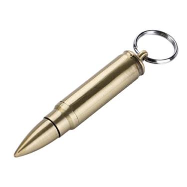 Imagem de Renholin Isqueiro Fire Starter à prova d'água fósforo de pedra permanente com chaveiro para acampamento ao ar livre (vendido sem fluido), Dourado
