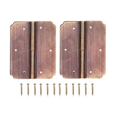Imagem de 2 Conjuntos de Mini Dobradiças Quadradas Dobradiças de Gabinete Antigas Chinesas de 6 Cm Dobradiças de Gabinete Pequenas Dobradiças Dobráveis ​​para Artesanato Com Parafusos de