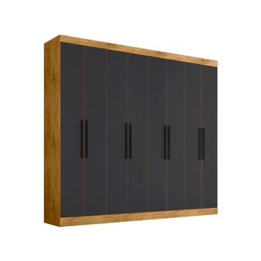 Imagem de Guarda-roupa Casal 8 Portas 4 Gavetas - Araplac Porto, Freijó e Carbon