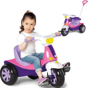 Imagem de Carrinho de Passeio e Pedal para Bebe Calesita Velomoto Rosa