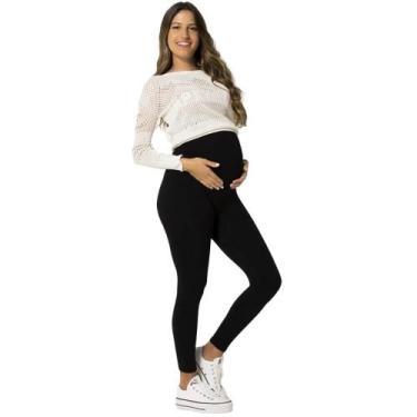 Imagem de Legging Leg Para Gestante Grávida Com Cintura Alta Modelo Sem Costura 