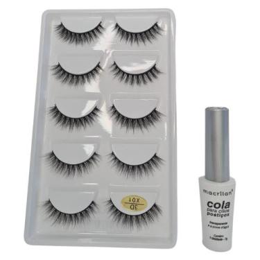 Imagem de Kit Macrilan Cola Cílios Postiços+Cílios 3D 5 Pares X01