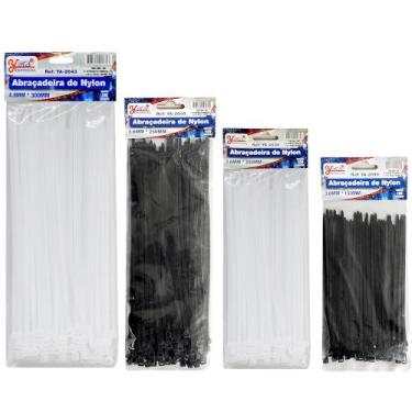 Imagem de 400 Abraçadeiras Fita Lacre Nylon 150mm 200mm 250mm 300mm Cinta Plásti