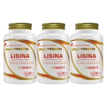 Imagem de 3x Lisina 1000mg Pura 180 Cápsulas - Flora Nativa do Brasil
