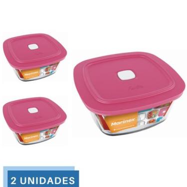 Imagem de 2 Potes Vidro Facilita Quadrado Marmita 500Ml Marinex - NADIR FIGUEREI